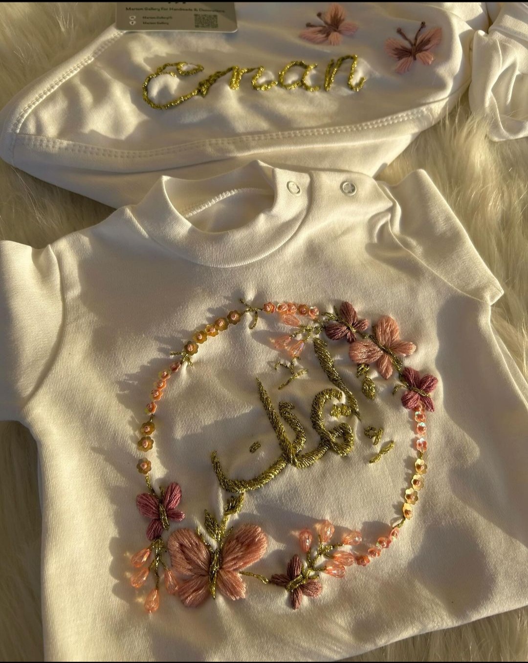 New Born Baby Name Hand Made Embroidered Customized Start Pack 6 Pieces For Little Girl - Image 2