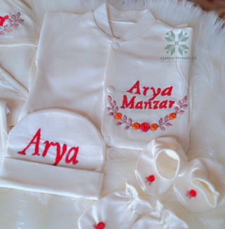 Newborn 6 pieces hand Embroidered starter pack High Quality Fabric - Image 3