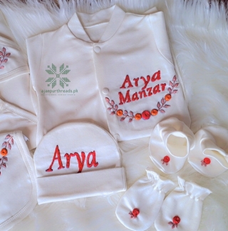 Newborn 6 pieces hand Embroidered starter pack High Quality Fabric - Image 7