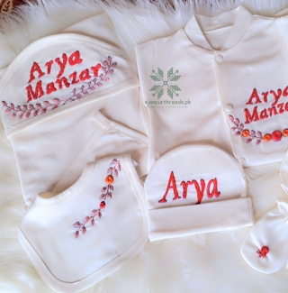 Newborn 6 pieces hand Embroidered starter pack High Quality Fabric - Image 6