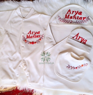 Newborn 6 pieces hand Embroidered starter pack High Quality Fabric - Image 8