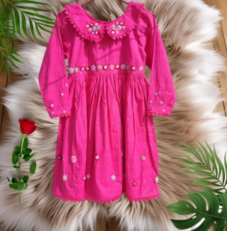 Beautiful Summer Hand Embroidered Frock For Girls