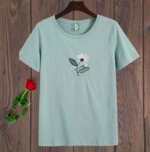 Flower Embroidery T-Shirt for Women In Pakistan