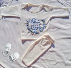 New Born Baby Trouser Shirt For Summer with Hand Embroidered Designing