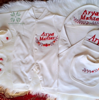 Newborn 6 pieces hand Embroidered starter pack High Quality Fabric