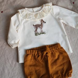 2 PEICE DEER HANDEMBROIDERD SHIRT TROUSER